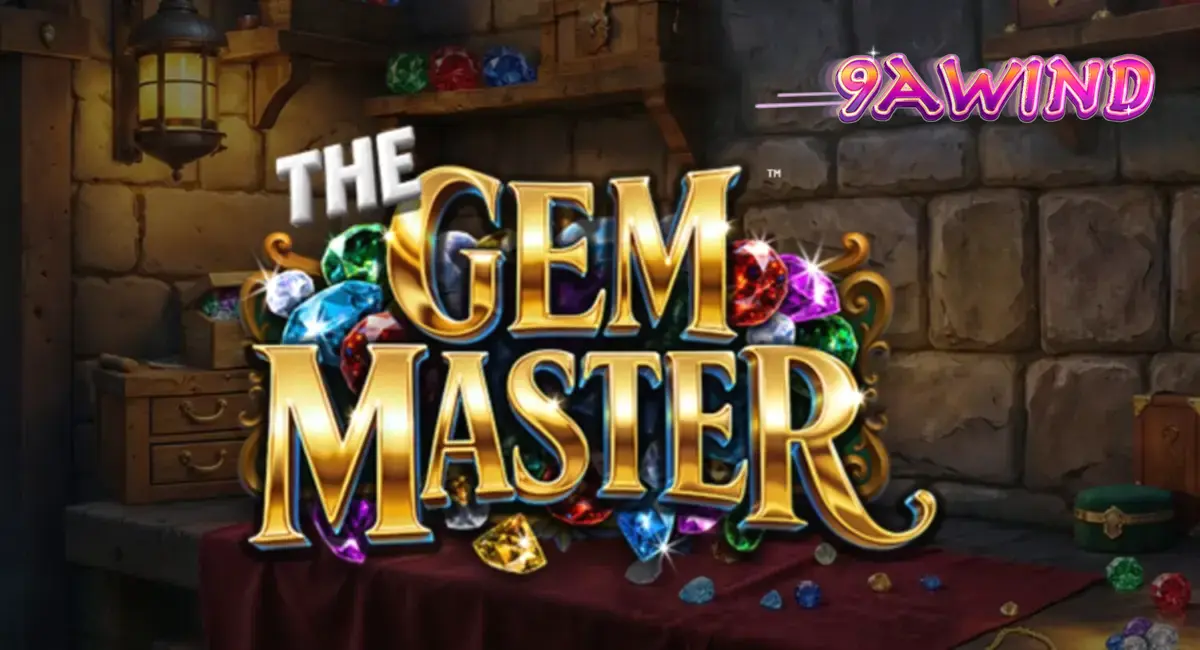 Tampilan antarmuka slot The Gem Master di perangkat seluler dengan grafis permata yang berkilau.